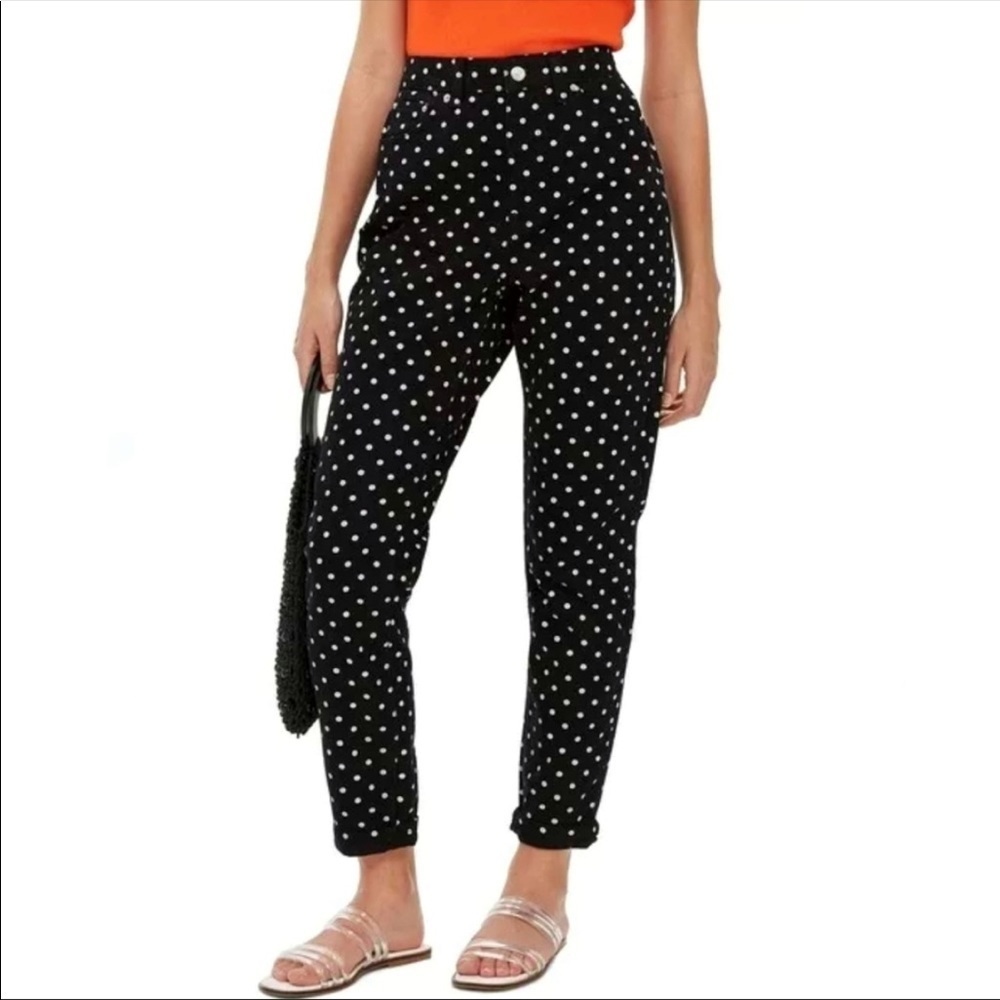 Topshop- High Waist Polka Dot Mom Jeans Size 26